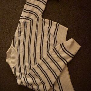 Divided White and Black Ribbed Sweater